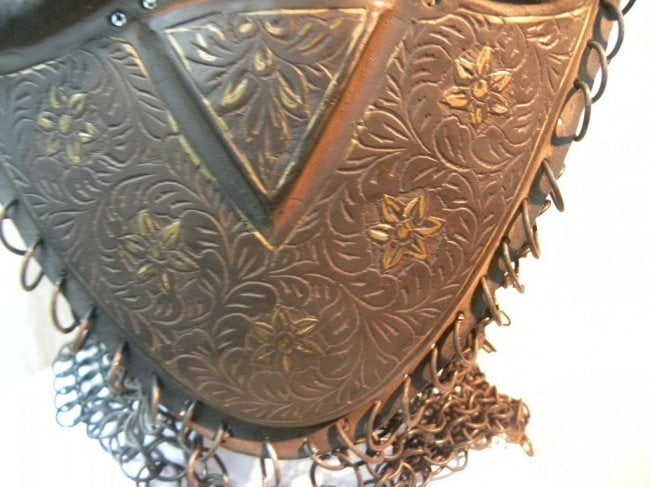 INCREDIBLE POST 1960 AUTHENTIC OLD STOCK INDO PERSIAN HELMET & MASK WITH CONICAL CROWN - 8