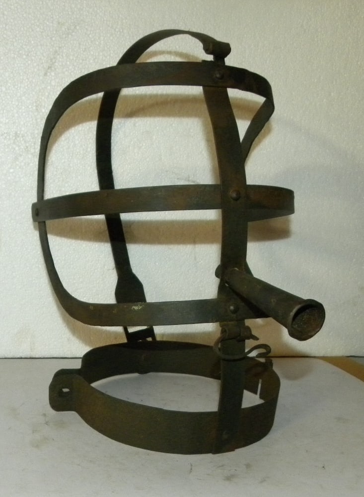 PUNISHMENT MASK WITH FLUTE FOR BAD MUSICIAN HAND FROGED STEEL (1 of 7)