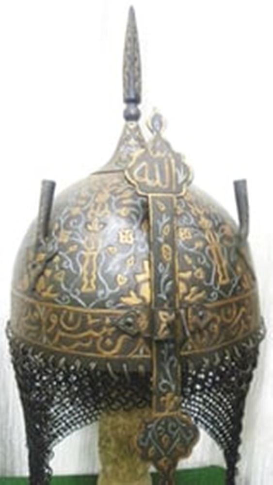 INCREDIBLE ANCIENT OLD HELMET ARABIC INSCRIPTION SKULL FLOWER MOTIFS ADJUSTBLE & IRON CHAIN MAIL: Incredible helmet . Made : Hand forged steel , hand hammered and hand chiseled , skull made in one piece , the riveted crown Plate with screw mounted, quadrangular spike. Nasal guard : The movable nas