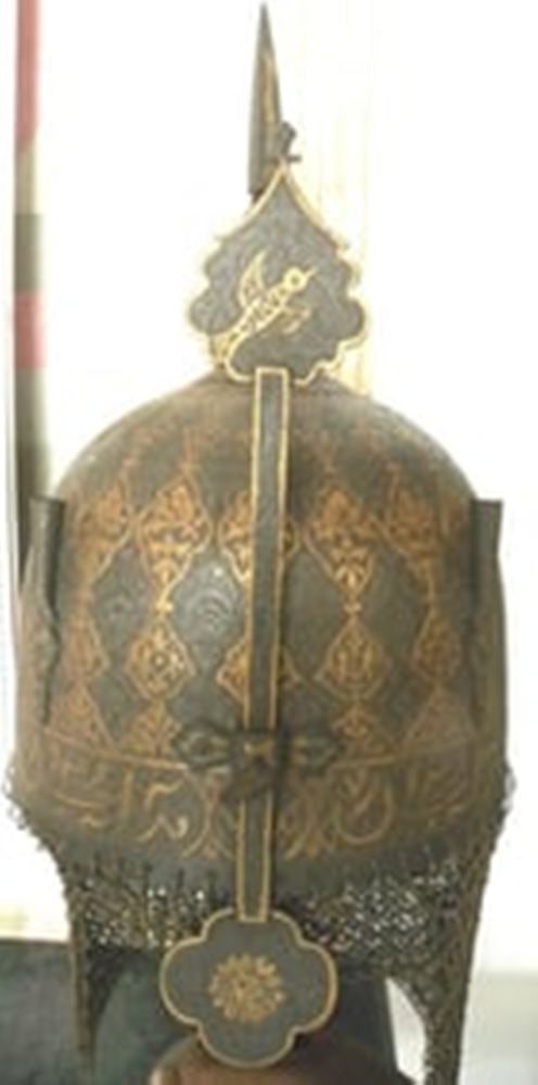 ANCIENT HELMET RABIC INSCRIPTION NASAL BIRD FIG. ENGRAVED HELMET (1 of 8)