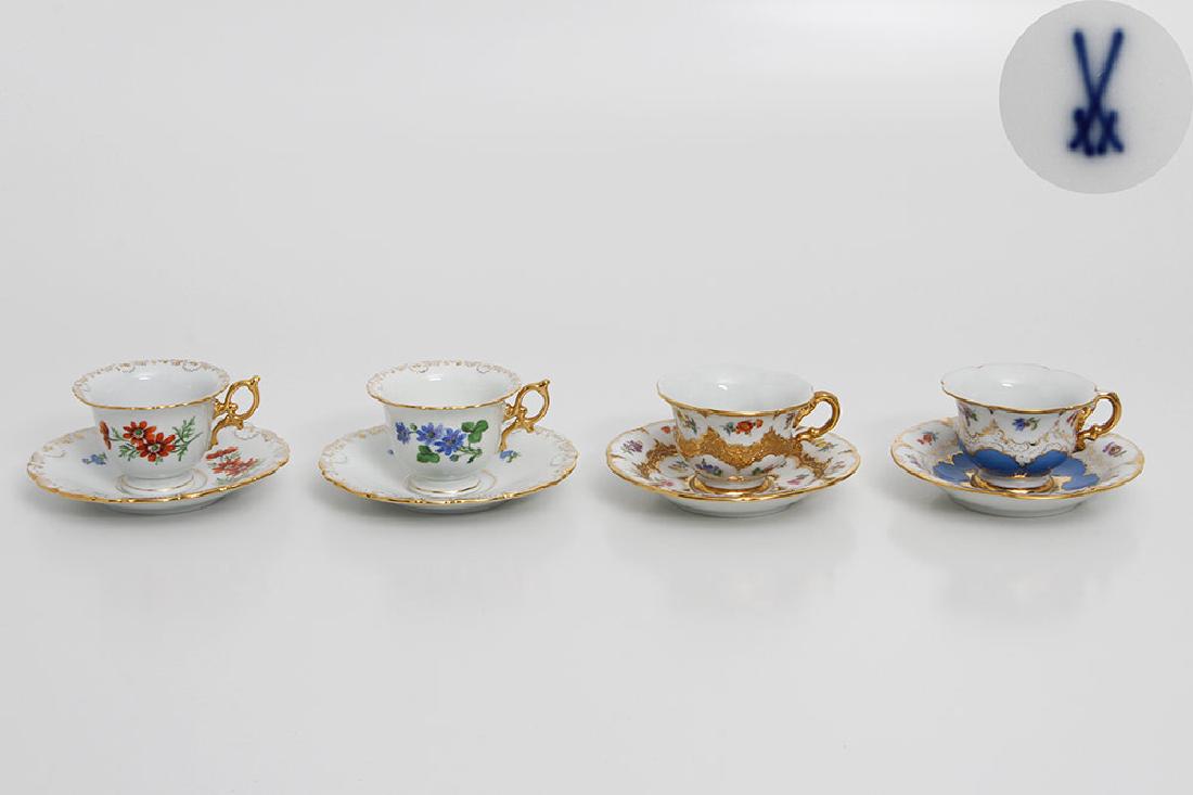 MEISSEN 4 Mokkatassen mit Untertassen, 20. Jhd., tlw. (1 of 1)