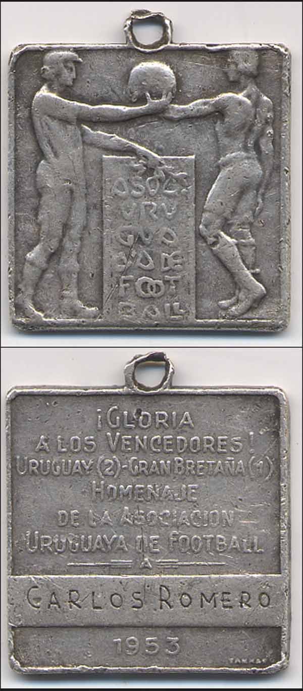Footballmatch Uruguay v England 1953. Plaque