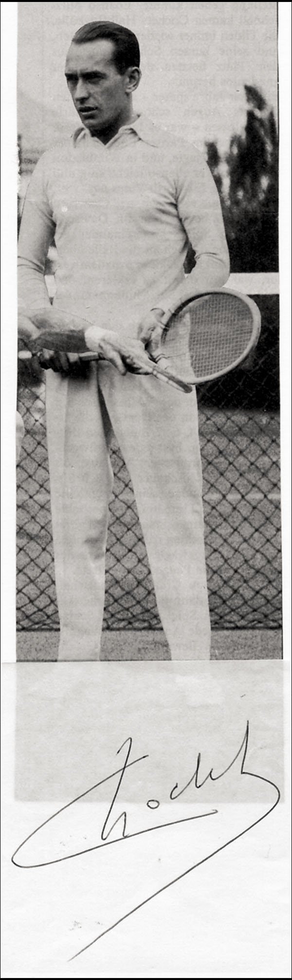 Olympic Tennis Autograph 1924. Henri Cochet