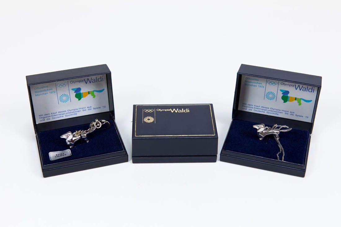 Olympic Games 1972. 3x Mascot Waldi Silver - Three Official Olympic Mascot "Waldi" in silver. (Stamp (1 of 1)