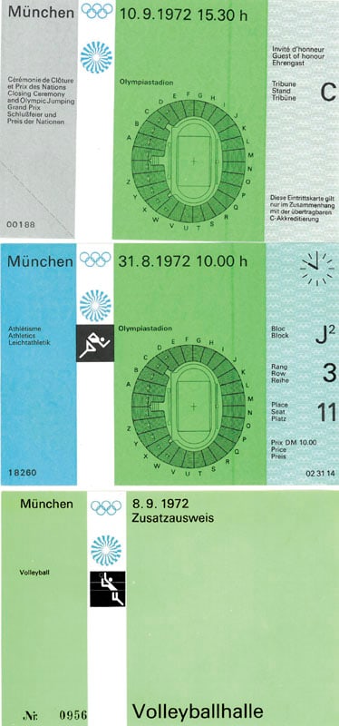 Olympic Games 1972 Ticket + Card Opening ceremony - "Additional pass" Volleyball Hall Olympic Games (1 of 1)