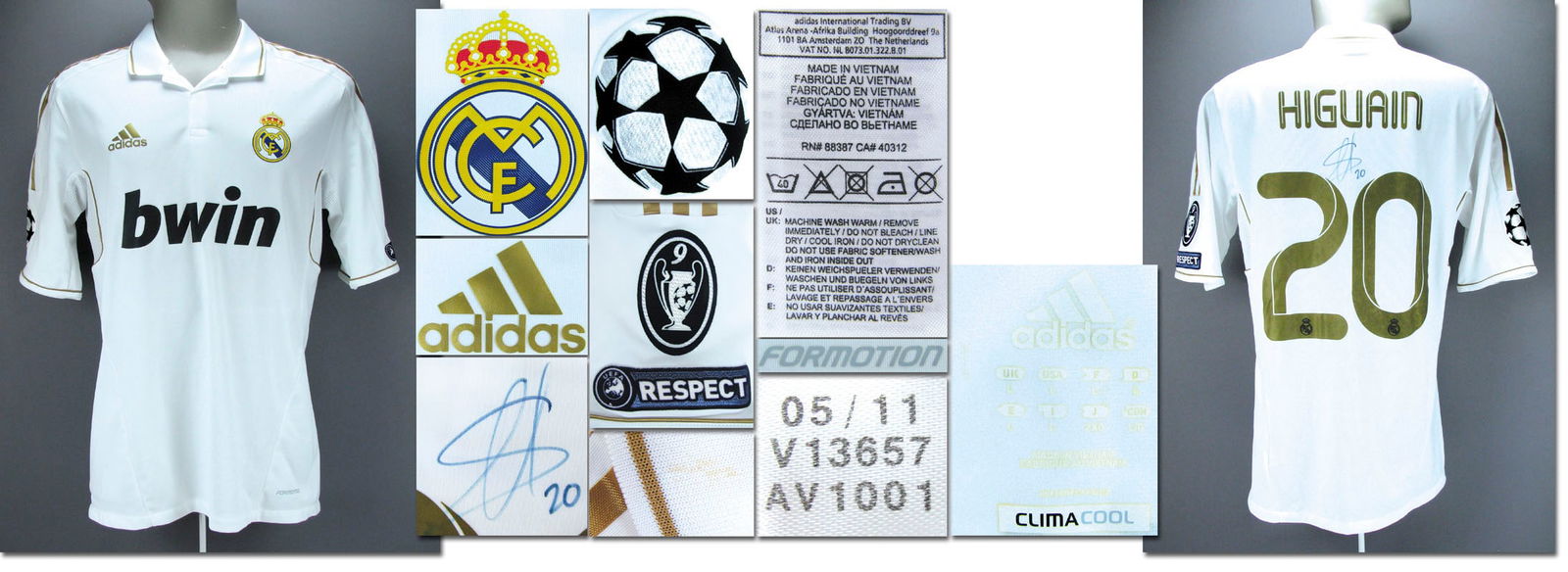 match worn football shirt Real Madrid 2011/2012 - Original match worn shirt Real Madrid with number (1 of 1)