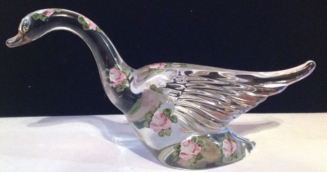 Estate vintage Charleton hand decorated glass swan (1 of 3)
