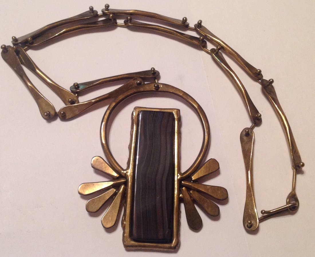 estate vintage brutalist modernist bronze necklace (S) (1 of 5)