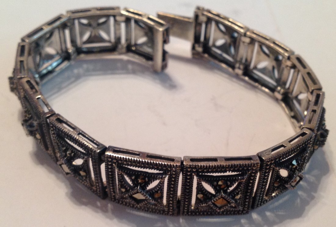 Estate vintage Sterling DBJ Thai panel bracelet (S) (1 of 5)