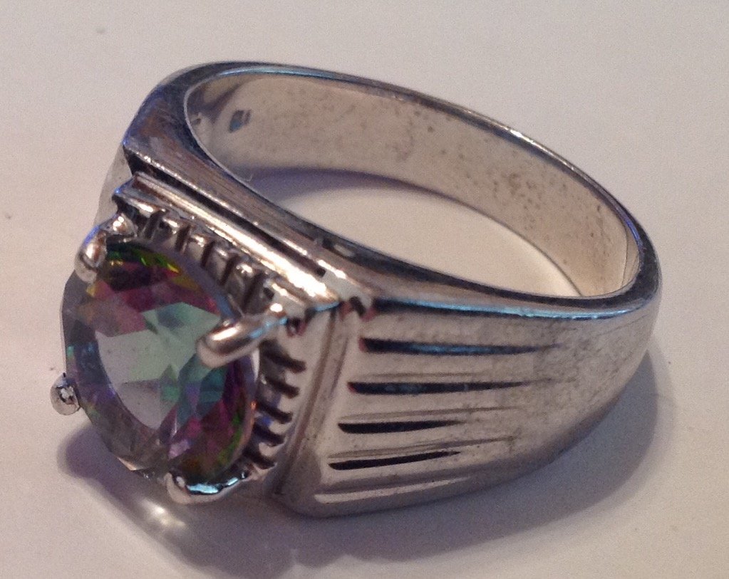 Estate vintage Sterling gemstone solitaire ring (S) (1 of 3)