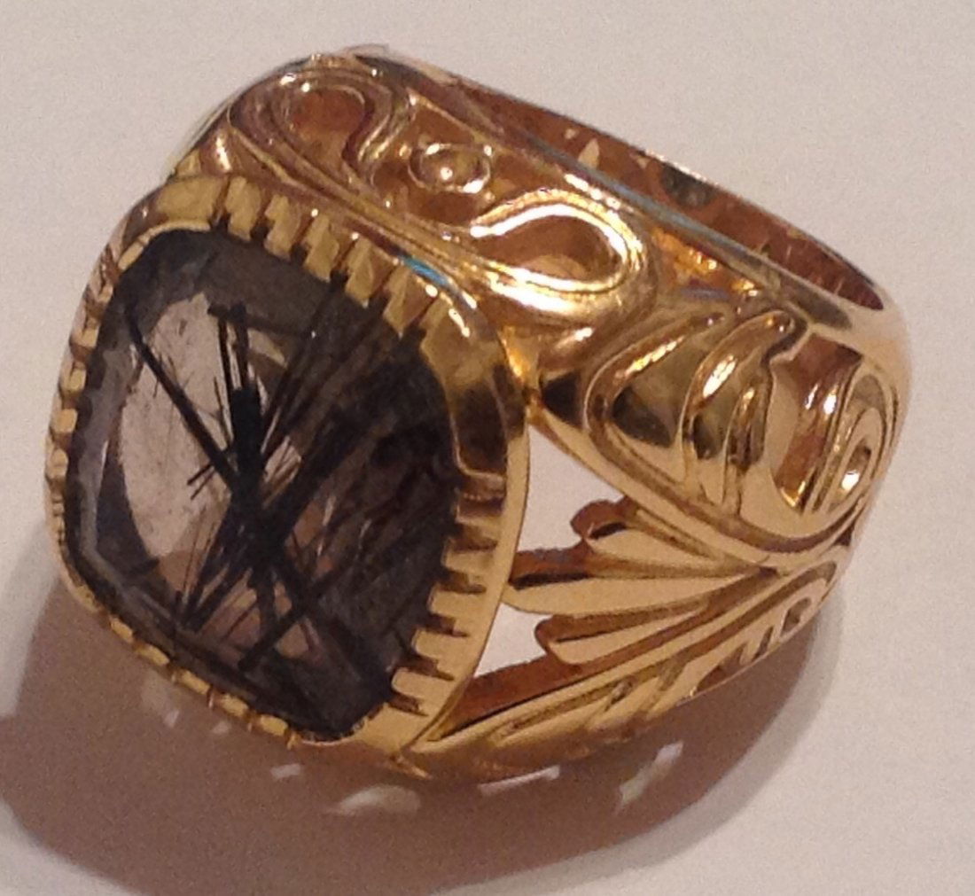 Estate Bali Indonesia gold vermeil Sterling ring (S) (1 of 5)