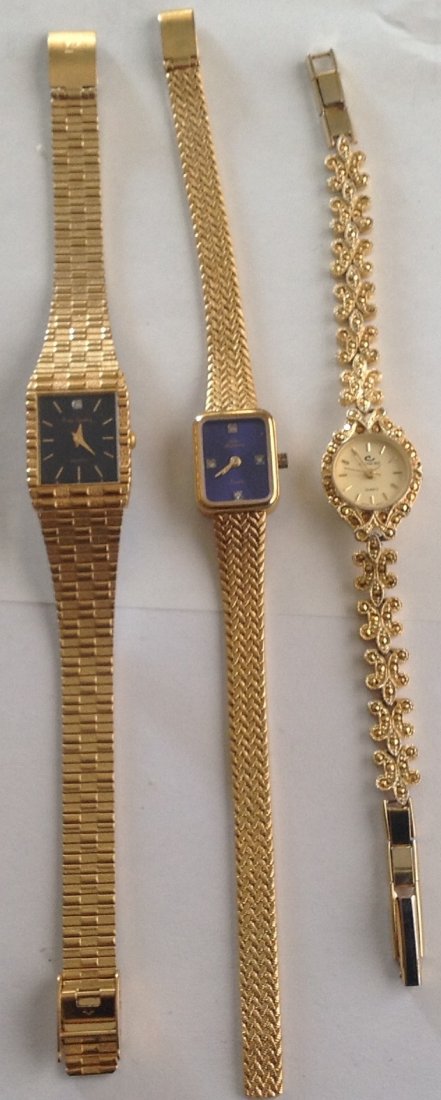 estate VTG. lot of 3 wristwatches high end.: , estate item. Non op. gold wash marcasite, Diamond