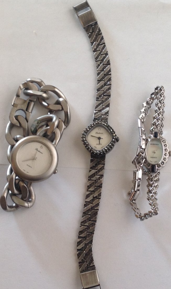 estate VTG. lot of 3 wristwatches high end.: , estate item. Non op. marcasite, silver
