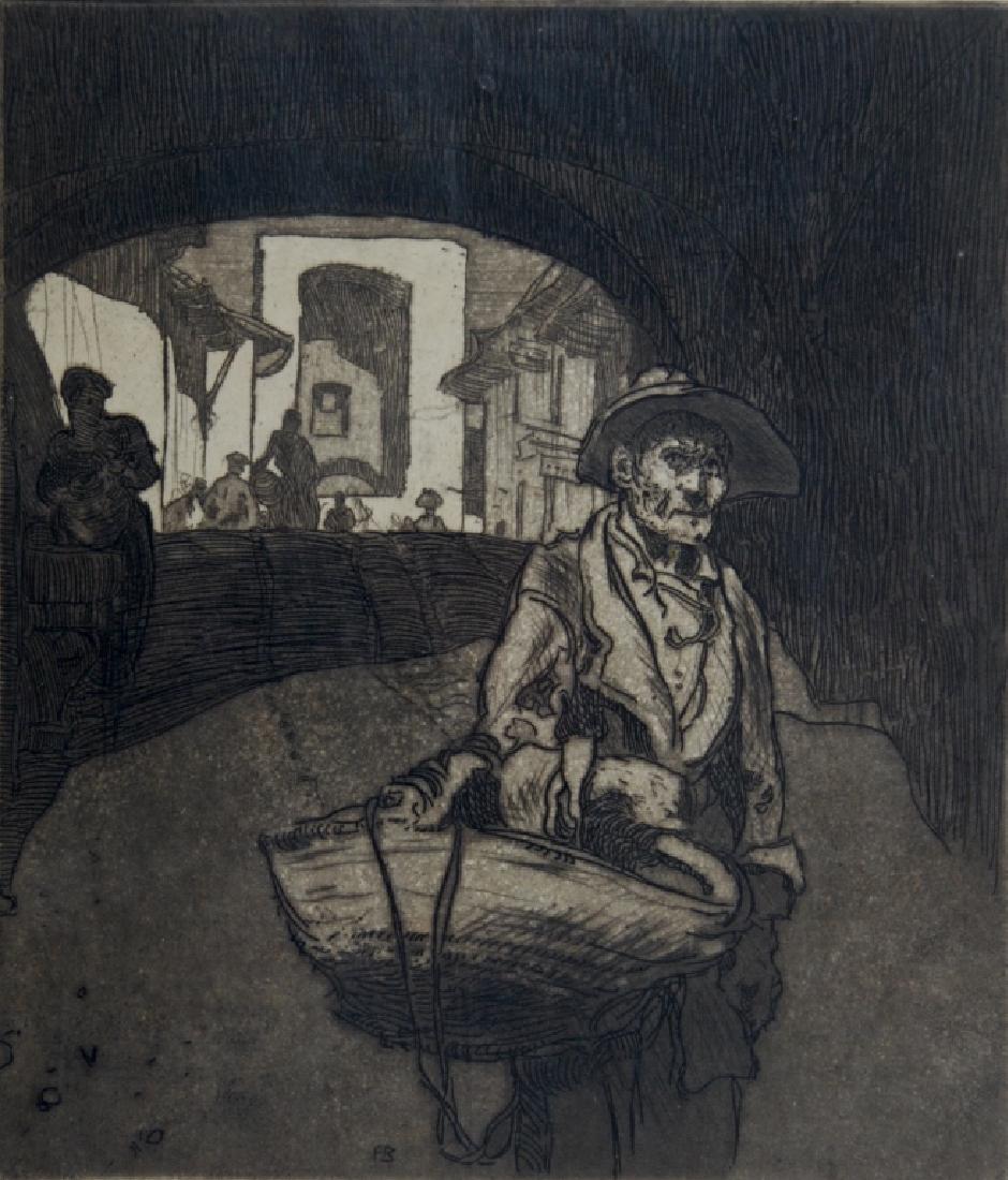 Frank Brangwyn (1867 - 1956): The Beggar, Assisi , On label verso: Signed in plate FS signed in pencil on margin Aquatint on zinc, 1903 By Frank Brangwyn English, 1867- COLL: Dr Allyn C Poole Cincinnati, Ohio He revelled in etchin