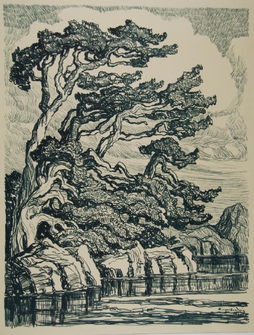 Birger Sandzen (1871-1954): Dream Lake Letter- copy showing consigned by direct descendent of Robert George Lienroth who was art manager for lithographers Ketterlinus & Company of Philadelphia. Signature: SLR -Inscribed. Medium:
