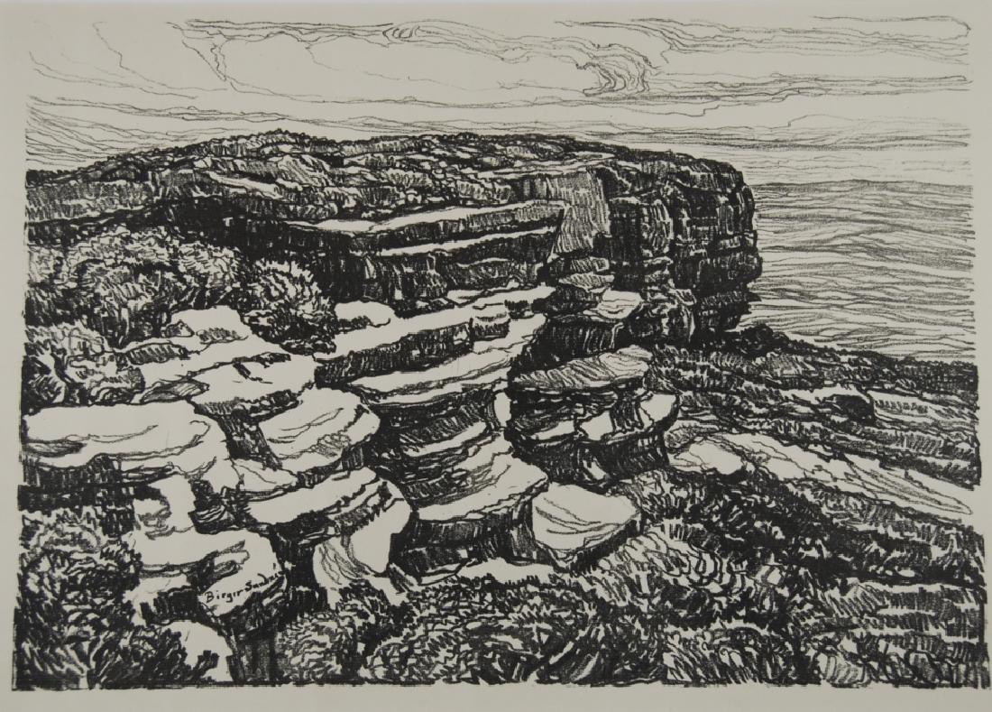 Birger Sandzen (1871-1954): Hilltop Letter- copy showing consigned by direct descendent of Robert George Lienroth who was art manager for lithographers Ketterlinus & Company of Philadelphia. Signature: SLL- inscribed. Medium: Li