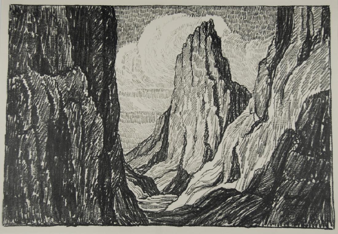 Birger Sandzen (1871-1954): The Sentinel- Coll Letter- copy showing consigned by direct descendent of Robert George Lienroth who was art manager for lithographers Ketterlinus & Company of Philadelphia. Medium: Print. Framing: Un