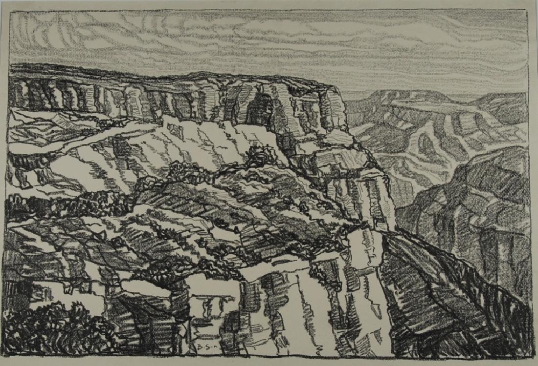 Birger Sandzen (1871-1954): Glimpse of Grand Canyon Letter- copy showing consigned by direct descendent of Robert George Lienroth who was art manager for lithographers Ketterlinus & Company of Philadelphia. Signature: SUR/ Inscr