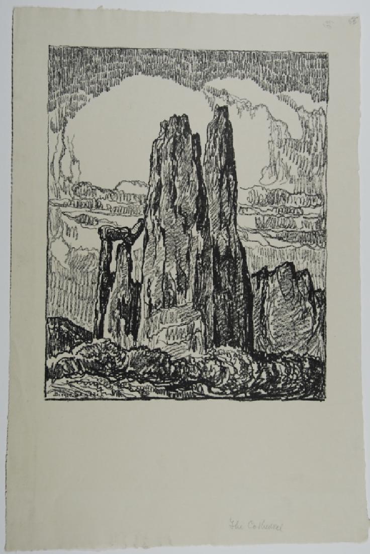Birger Sandzen (1871-1954): The Cathedral Letter- copy showing consigned by direct descendent of Robert George Lienroth who was art manager for lithographers Ketterlinus & Company of Philadelphia. Signature: SLL - inscribed. Med
