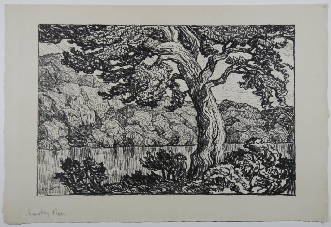 Birger Sandzen (1871-1954): Smokey River Letter- copy showing consigned by direct descendent of Robert George Lienroth who was art manager for lithographers Ketterlinus & Company of Philadelphia. Signature: SLL- inscribed B. S-n