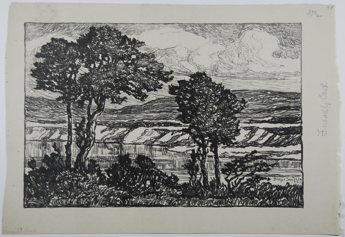 Birger Sandzen (1871-1954): Friendly CreeK Letter- copy showing consigned by direct descendent of Robert George Lienroth who was art manager for lithographers Ketterlinus & Company of Philadelphia. Signature: SLR - inscribed. Me