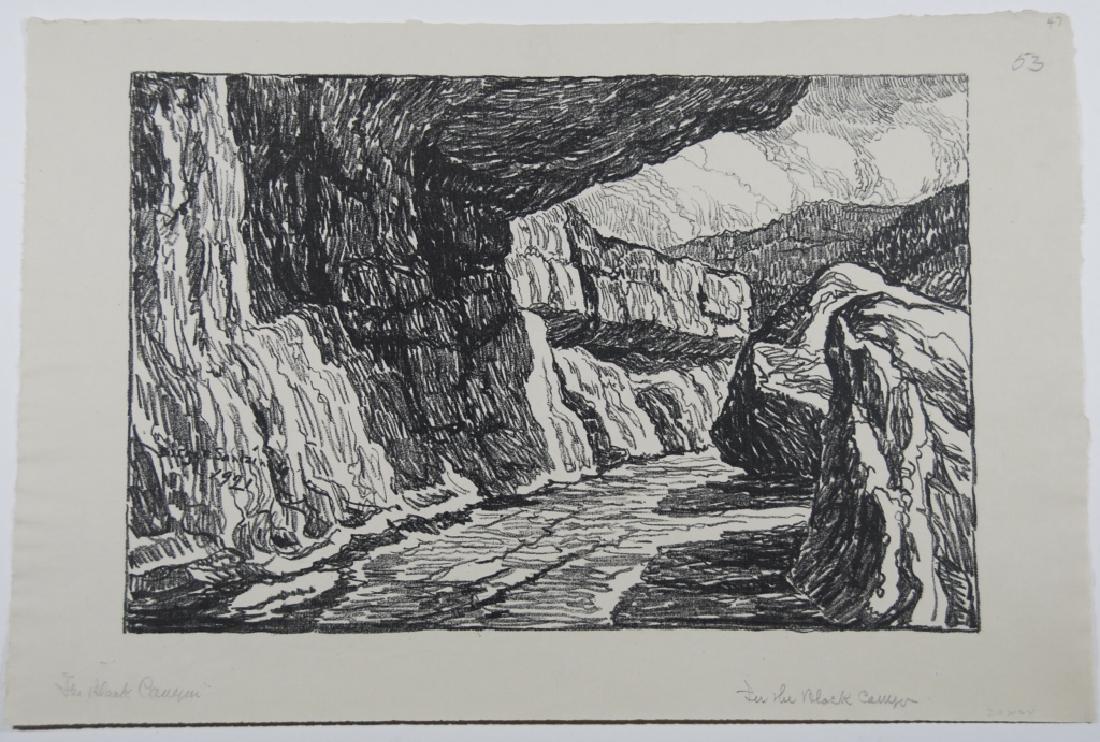 Birger Sandzen (1871-1954): The Black Canyon Letter- copy showing consigned by direct descendent of Robert George Lienroth who was art manager for lithographers Ketterlinus & Company of Philadelphia. Signature: SLL - inscribed. 