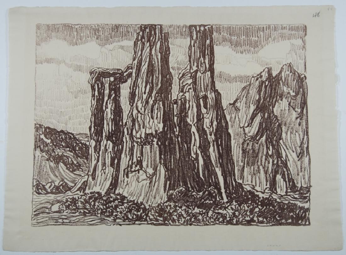 Birger Sandzen (1871-1954): Cathedral Rocks Letter- copy showing consigned by direct descendent of Robert George Lienroth who was art manager for lithographers Ketterlinus & Company of Philadelphia. Signature: SLL - inscribed B.
