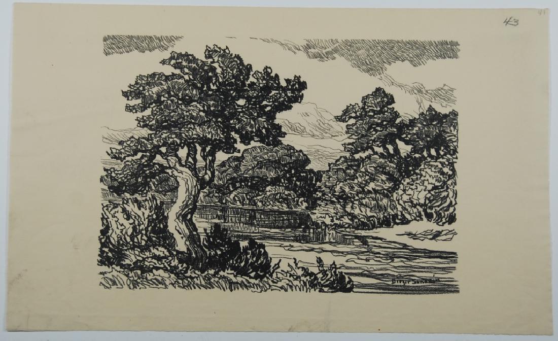 Birger Sandzen (1871-1954): Creek Letter- copy showing consigned by direct descendent of Robert George Lienroth who was art manager for lithographers Ketterlinus & Company of Philadelphia. Signature: SLR- inscribed. Medium: Lith