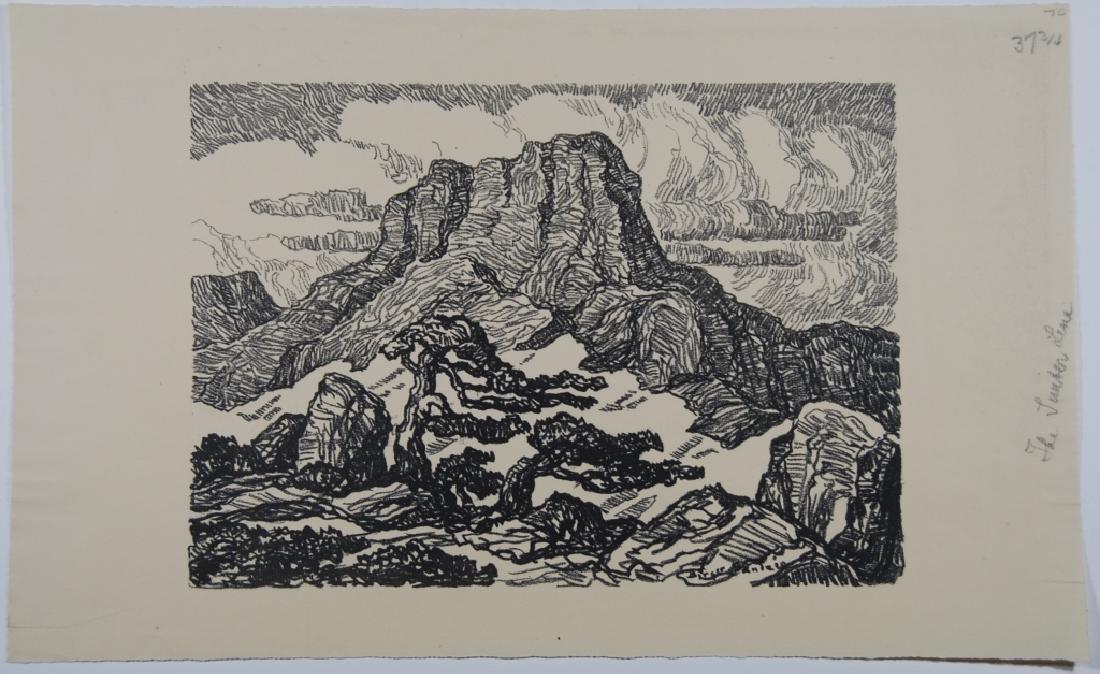Birger Sandzen (1871-1954): Timber Line Letter- copy showing consigned by direct descendent of Robert George Lienroth who was art manager for lithographers Ketterlinus & Company of Philadelphia. Signature: SLR - inscribed. Mediu