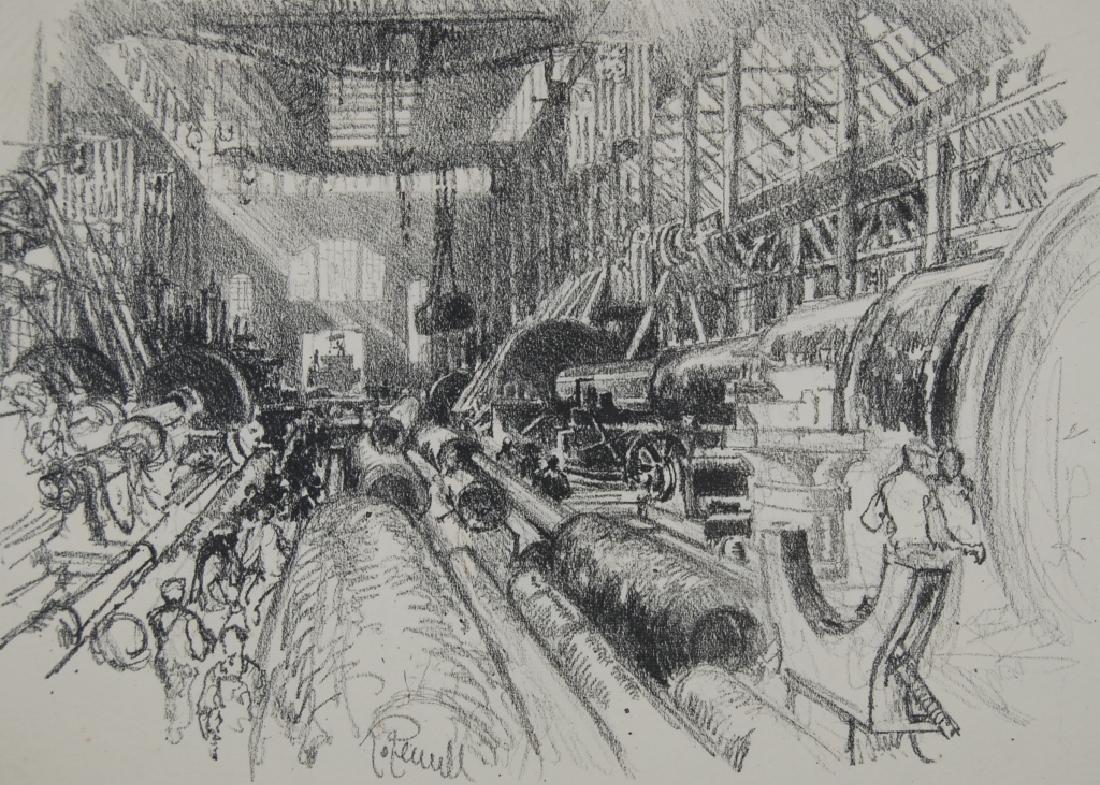 Joseph Pennell: The Biggest Lathe in the World From a folder marked : War Work in America not matted Letter- copy showing consigned by direct descendent of Robert George Lienroth who was art manager for lithographers
