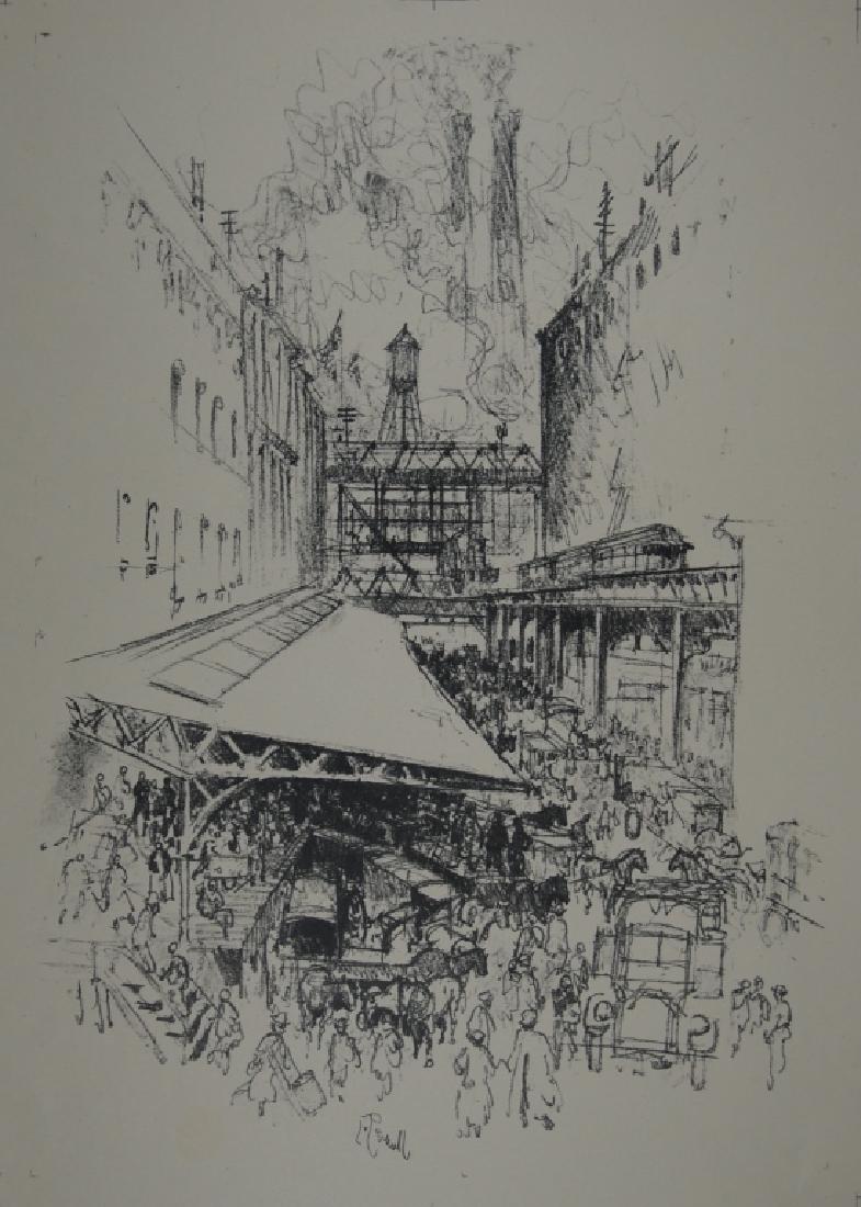 Joseph Pennell: Going to market From a folder mared: stockyards Letter- copy showing consigned by direct descendent of Robert George Lienroth who was art manager for lithographers Ketterlinus & Company of Philadelphi