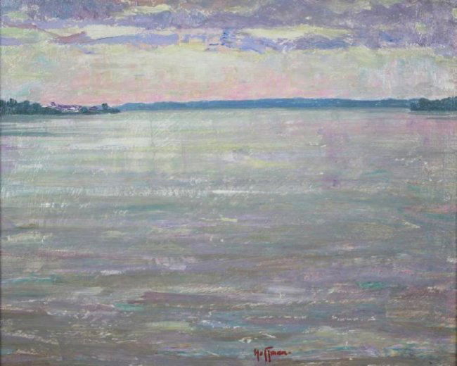 Harry Leslie Hoffman: Harry Leslie Hoffman (1871/1874-1923). "The Mazaruni British Guiana". the Mazaruni at British Guiana. Medium: Oil on Board. Size: 12 x 15. Signature: SLR