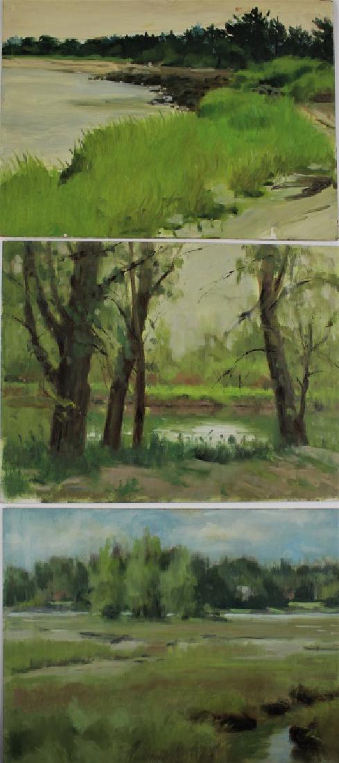 Harry Barton: Harry Barton (1908-2001) Set of 3 paintings. Medium: Oil on Masonite. Size: 12" X 16". Signature: