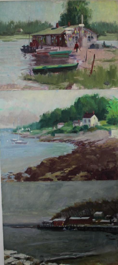 Harry Barton: Harry Barton (1908-2001) Set of 3 paintings. Medium: Oil on Masonite. Size: 12" X 16". Signature: