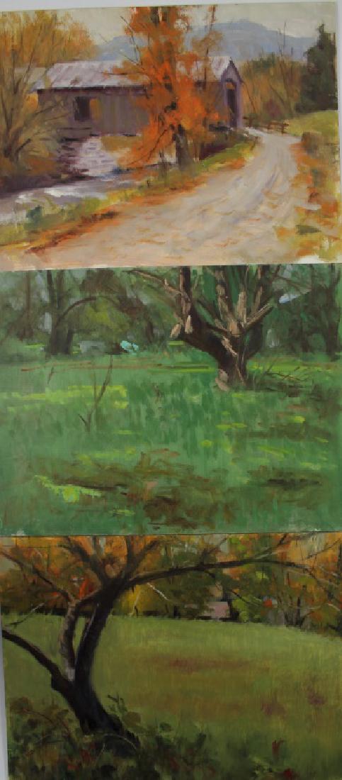 Harry Barton: Harry Barton (1908-2001) Set of 3 painitngs. Medium: Oil on Masonite. Size: 12" X 16". Signature: