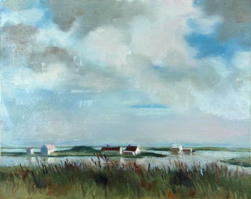 Harry Barton (1908-2001): Harry Barton. Shoreline Breeze. Shoreline Breeze Estate Stamp on Verso Harry Lang Barton was active/lived in New York. Harry Barton is known for illustration-book.Harry was a member of the American Ar