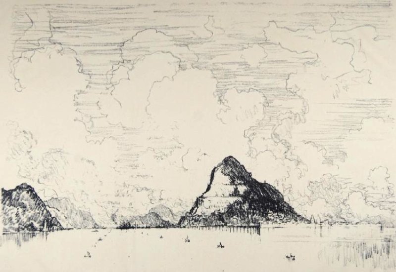 Joseph Pennell: Joseph Pennell. "Mouth of the Canal-Pacific side". "Mouth of The Canal- Pacific side" Not matted Letter- copy showing consigned by direct descendent of Robert George Lienroth who was art manager for l