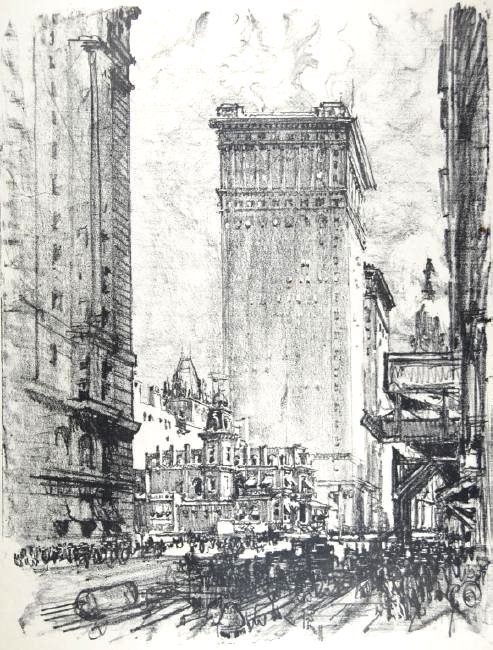Joseph Pennell: Joseph Pennell. City Scene. City Scene Not matted Letter- copy showing consigned by direct descendent of Robert George Lienroth who was art manager for lithographers Ketterlinus & Company of Philadelp
