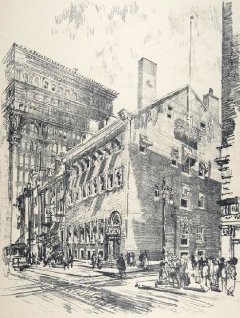 Joseph Pennell: Joseph Pennell. Building. Building Not matted Letter- copy showing consigned by direct descendent of Robert George Lienroth who was art manager for lithographers Ketterlinus & Company of Philadelphia.