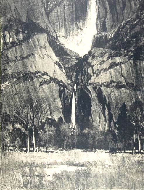 Joseph Pennell: Joseph Pennell. "Foot of the Fall". "Foot of the Fall" Not matted Letter- copy showing consigned by direct descendent of Robert George Lienroth who was art manager for lithographers Ketterlinus & Comp