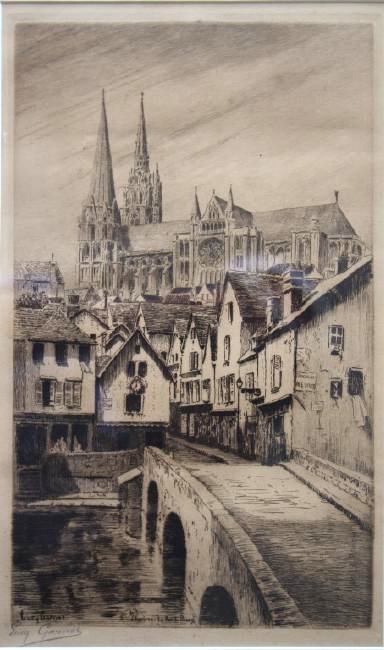 Lucy Garnet: Lucy Garnet. Rue Du Bourg Bridge. Rue du Bourg Bridge. Framed. Medium: Engraving. Size: 11X75" X 7".