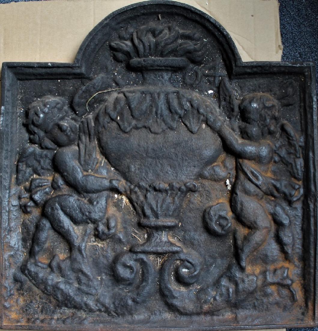 Fire Backing: Fire Backing. Iron fire backing. Unframed. Size: 24.75" X 23.5". Signature: Unsigned.