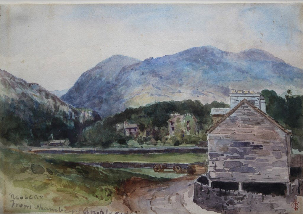 Edward Clarke Cabot (1818-1901): Edward Clarke Cabot (1818-1901). Title: Rabscar from shambar. Framed. Size: 9.25 X 13.25. Signature: SLR. Artist: Edward Clark Cabot