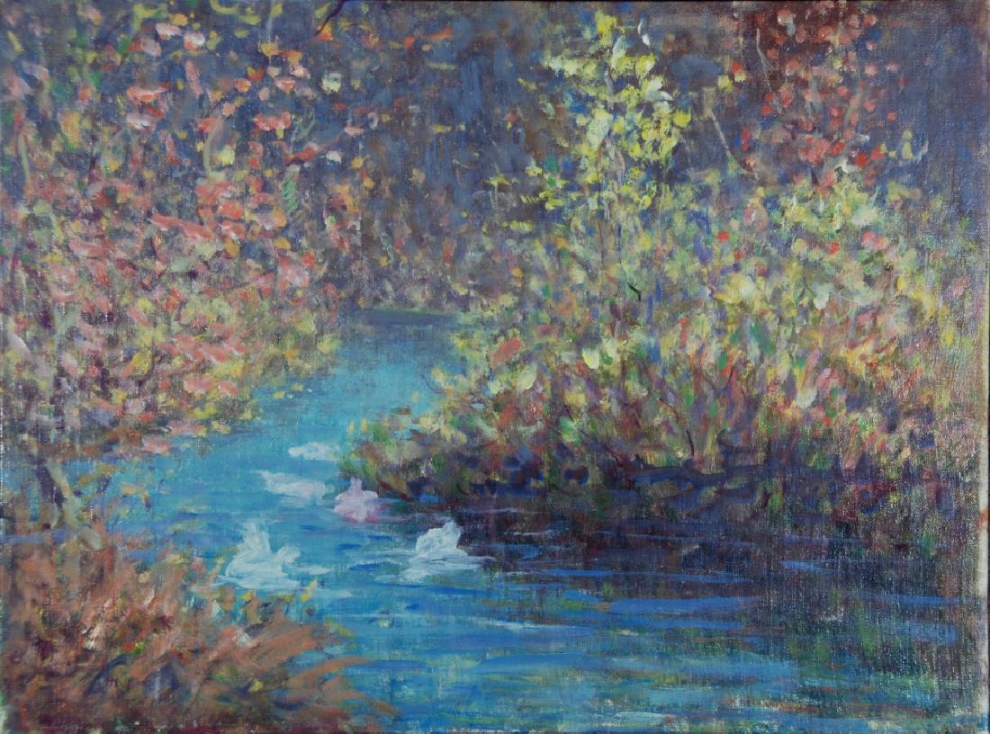 Harry Leslie Hoffman: Connecticut stream. Estate stamp on verso. Art Association for Harry Leslie Hoffman: American Watercolor Society, Painters in Watercolor Lyme Art Association, Connecticut National Academy of Design, E