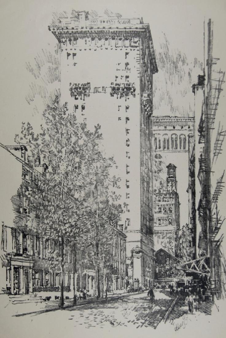 Joseph Pennell: Cobble stone street, Philadelphia Not matted Letter- copy showing consigned by direct descendent of Robert George Lienroth who was art manager for lithographers Ketterlinus & Company of Philadelphia.T