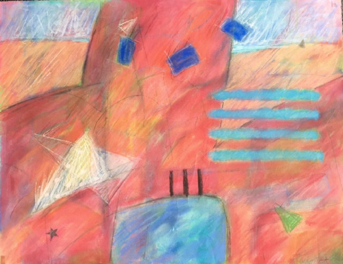 Bjorn Rundquist: Colorful pastel . Title: Stars. Medium: Pastel. Size: 19 X 24.5. Signature: SLR. Artist: Bjorn Rundquist. Unframed.