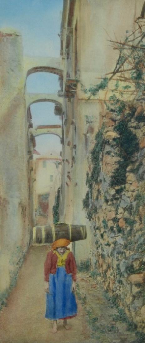 Wallace Nutting: 9.5 X 4.25 image , frame 13.75 X 7.75. Title: "Wine Carrier". Medium: Print. Size: 9.5 X 4.25. Signature: SLR. Artist: Wallace Nutting. Framed.