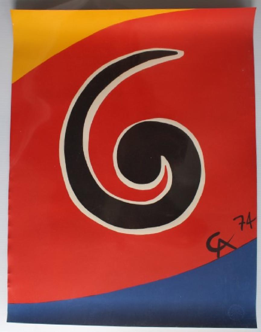 Alexander (Sandy) Calder (1898 - 1976): An Alexander Calder print stamped with "The Flying Colors Collection 1973". Alexander (Sandy) Calder was active/lived in Connecticut, New York / France. Alexander Calder is known for kinetic sculpture