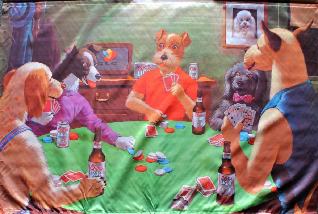 Arthur Sarnoff (1919-2000): Coors Light advertisement Banner of the dogs playing poker. An illustrator for many national magazines, Arthur Sarnoff was known for illustration and paintings, which were whimsical and attention gett