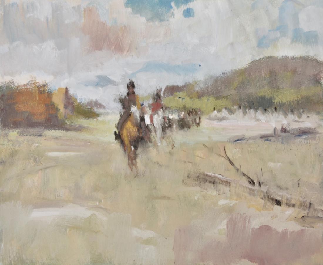 Harry Barton: Title: 2 native American studies. Medium: Oil on Board. Size: 10 x12, 8.75 x 12. Signature: Estate stamp on verso. Artist: Harry Barton. Unframed.